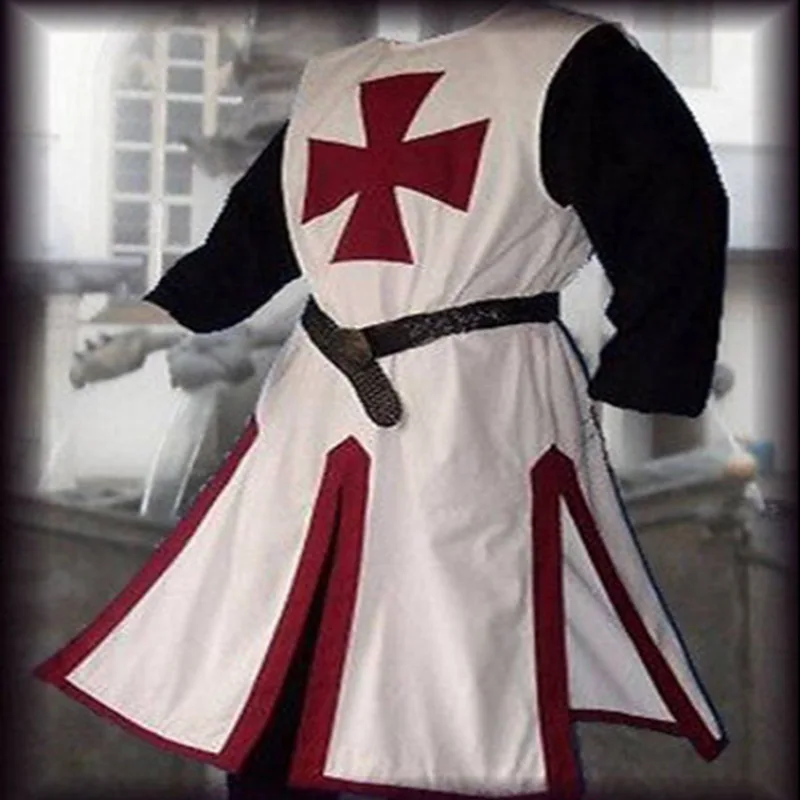 

Medieval Warriors Knight Templar Crusader Costume For Adult Men Gown Shirt Top Cross Tabard Surcoat Tunic Clothes 5XL Halloween
