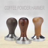espresso coffee tamper stainless steel coffee powder hammer tamper pressing wooden handle coffee distributor 49515358mm