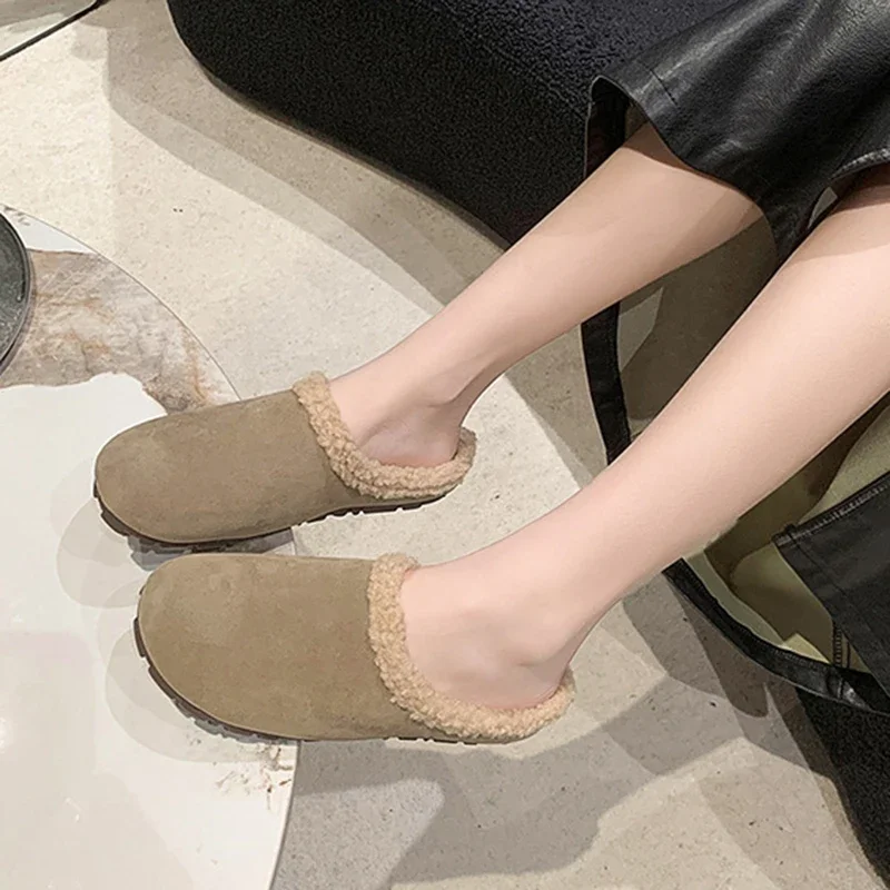 Ретро-тапочки Baotou на плоской подошве женская обувь для улицы и дома зимняя