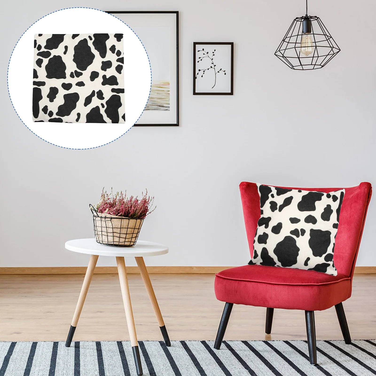 

Pillow Cover Throw Cow Pillowcase Cushion Case Covers Sofa Farmhouse Home Modern Cowhide Black White Waist Geometric Pattern