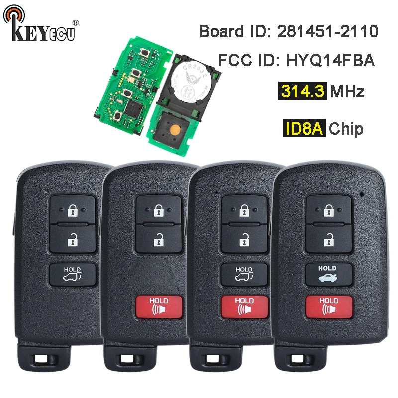 Плата KEYECU 314 3 МГц HYQ14FBA: 281451 -2110 Смарт-карта дистанционный брелок для Toyota Land Cruiser Tacoma