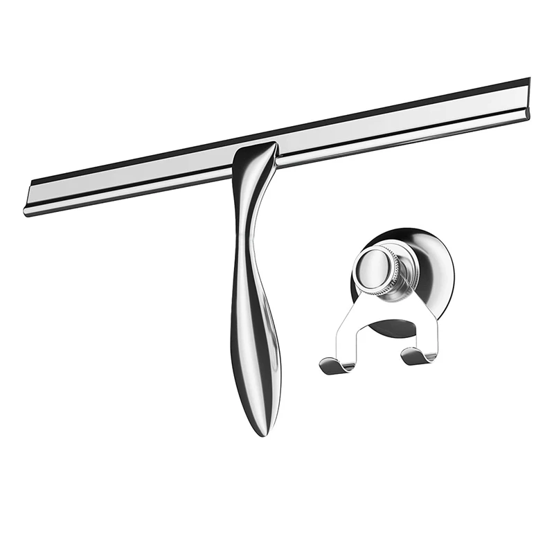 

Сверхширокий 30,5 см скребок для душа из нержавеющей стали с силиконовым скребком для губ и душа с держателем на присоске