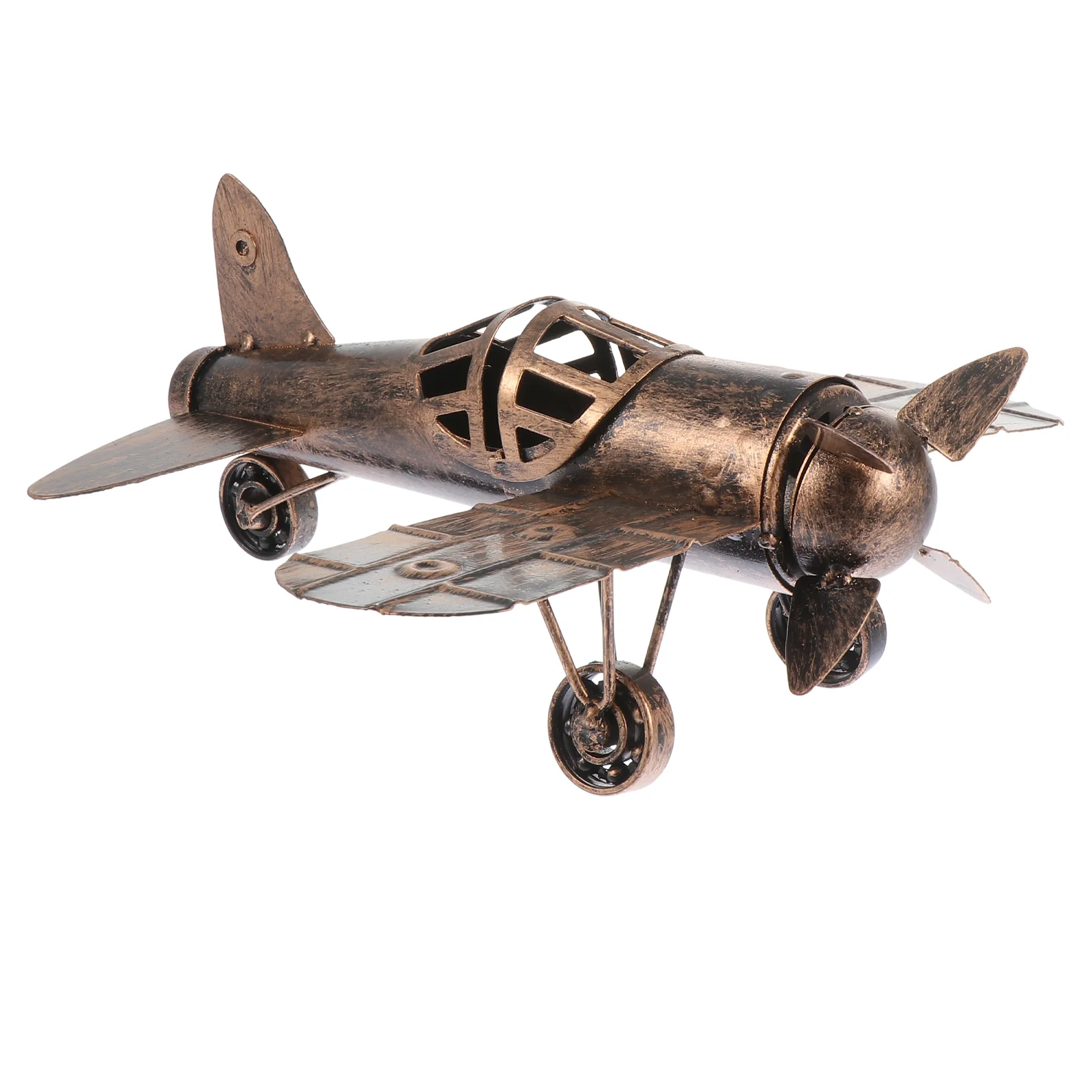 

Wrought Iron Airplane Model Retro Home Decor Tabletop Ornament Small Knickknack Vintage Aircraft Child