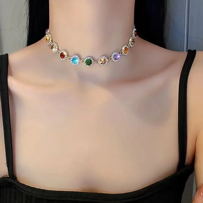 Draweye яркие ожерелья для женщин Стразы винтажные корейские модные ювелирные