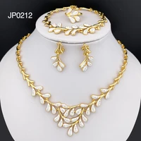 bohemian style gold color necklace earrings charm bracelet graceful olive branch leaf shape bride jewelry wedding party gifts