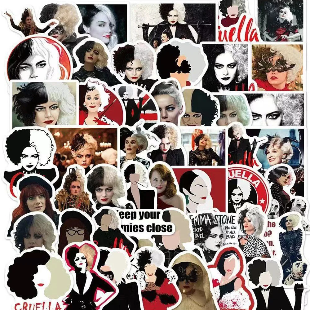

10/30/50pcs/Pack Disney Movie Cruella De Vil Cruella Stickers Skateboard Phone Luggage Laptop Guitar Decoration Sticker Decal