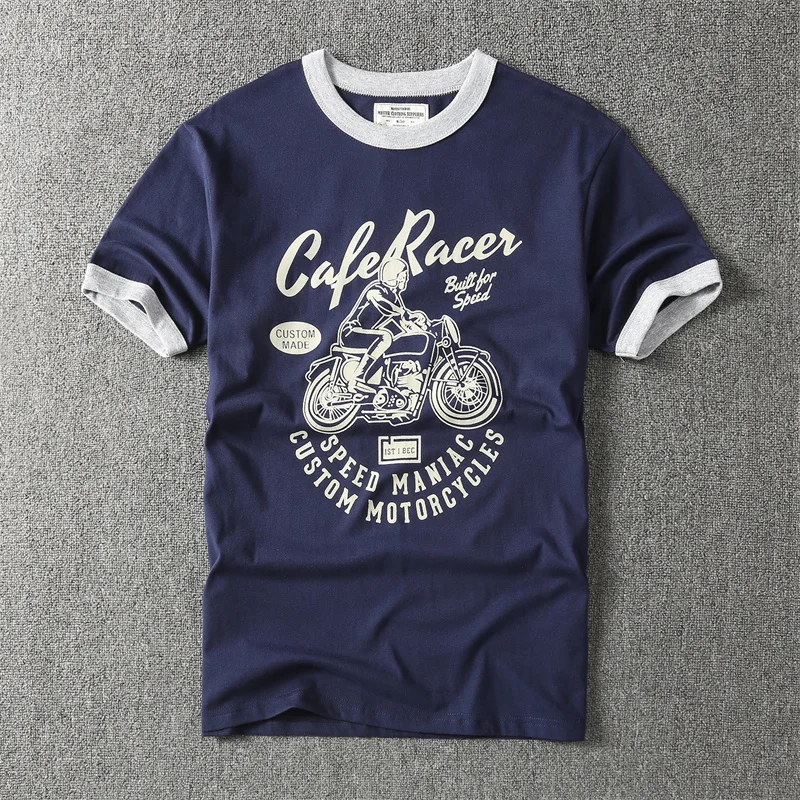 Летняя новая американская ретро футболка с коротким рукавом и круглым вырезом