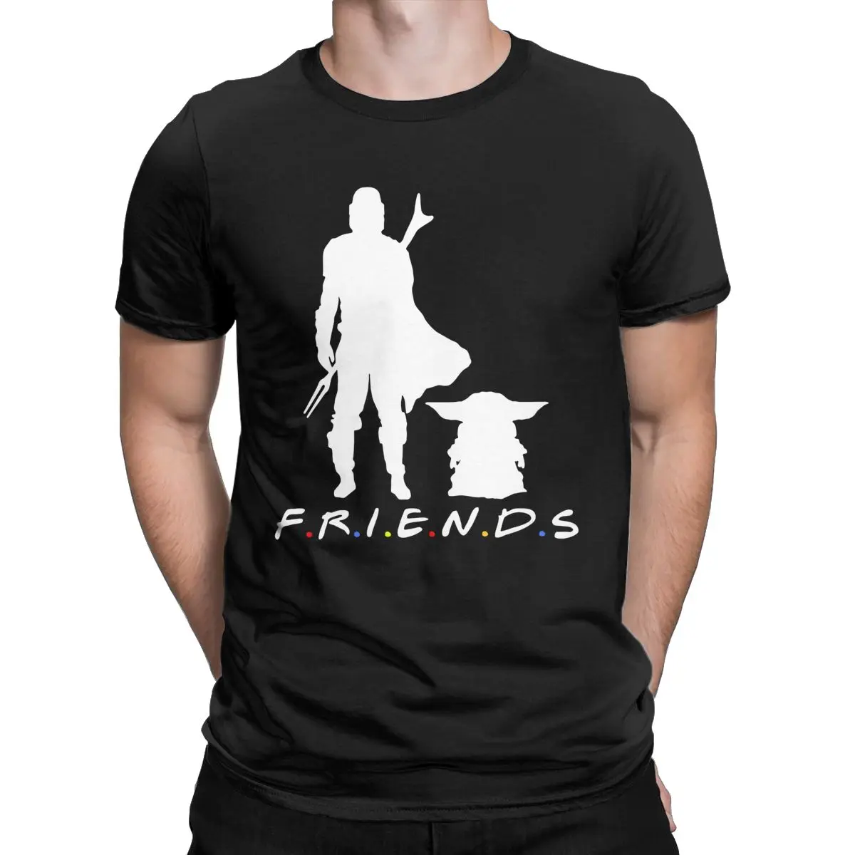 

Men T-Shirt Disney Best Friends The Mandalorian Pure Cotton Tee Shirt Short Sleeve Baby Yoda T Shirts Crewneck Clothes Gift Idea