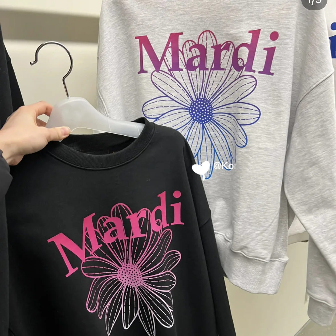 

2023 Korea MARDI Women Spring Hoodie Loose Casual Sweatshirt Harajuku Gradual Color Flower Print Pure Cotton Pullover Sweater