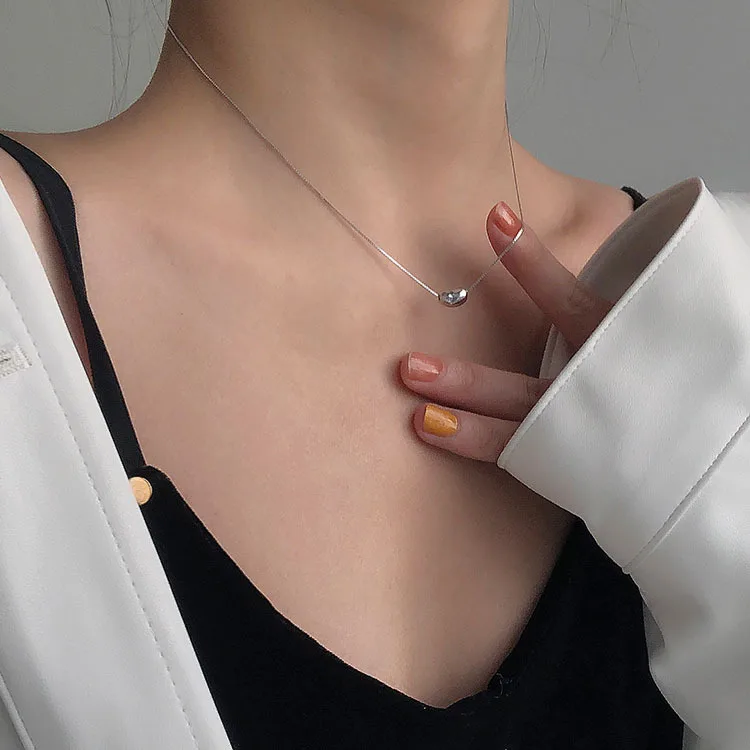 

Simple Bean Desgin Pendant Necklace Creative Bean Shape Collarbone Chain Girl Fashion Accessories Necklace