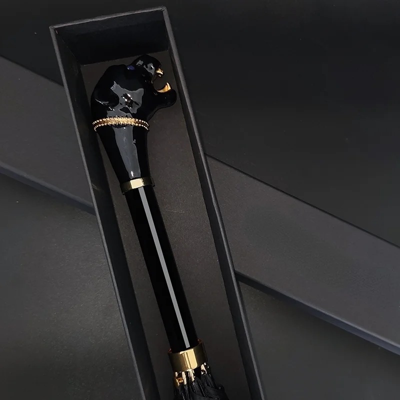 Дешевый полуавтоматический зонт черный дешевый прочный мужской высокого