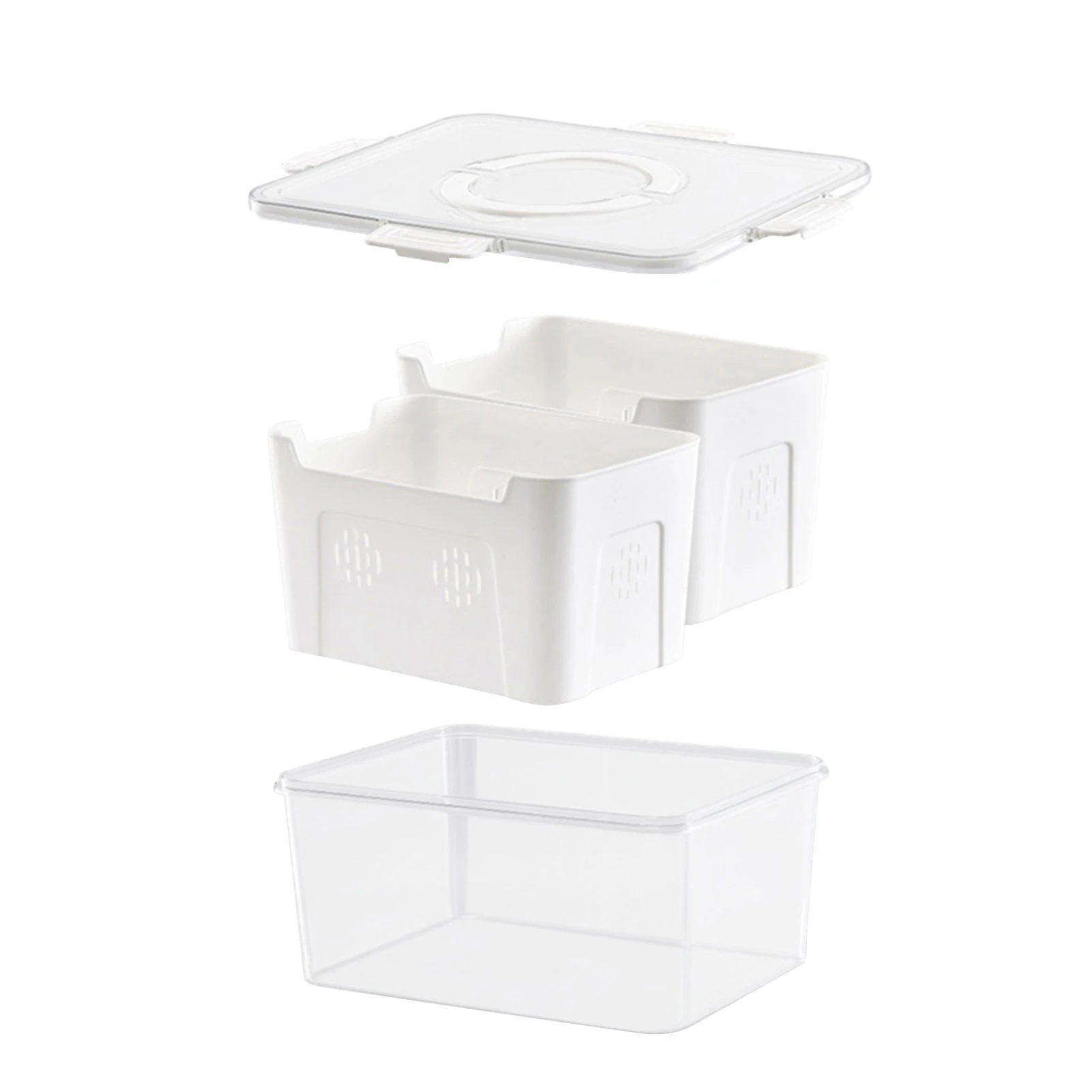 

Контейнер для продуктов холодильника, контейнер для свежих продуктов для холодильника, дуршлаг, Штабелируемый органайзер для хранения пищ...