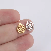 eueavan 20pcslot charms wholesale flower of life stainless steel charms for jewelry making amulet pendant for necklace women