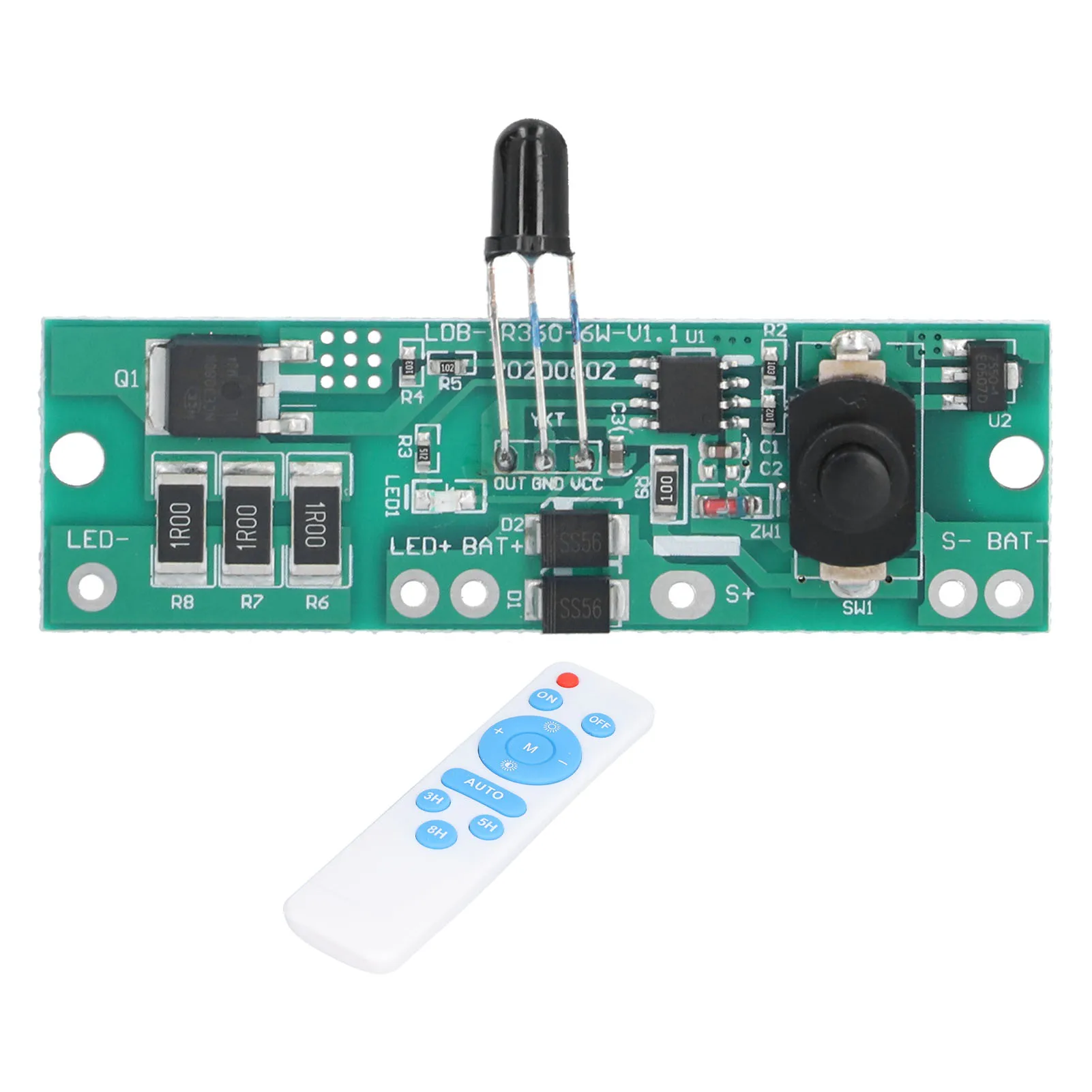 

Remote Control Solar Circuit Board Long Bright Automatic Power Reduction 3.2V/3.7V Lamp Controller Module