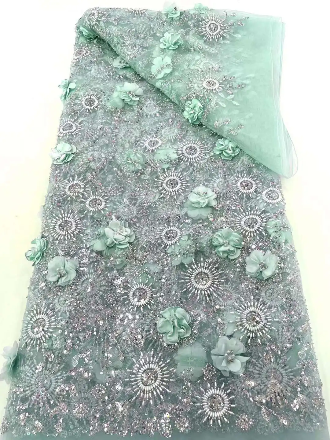 Кружевная ткань Mccarthy ручной работы из французского тюля 2024 Высококачественная 3D