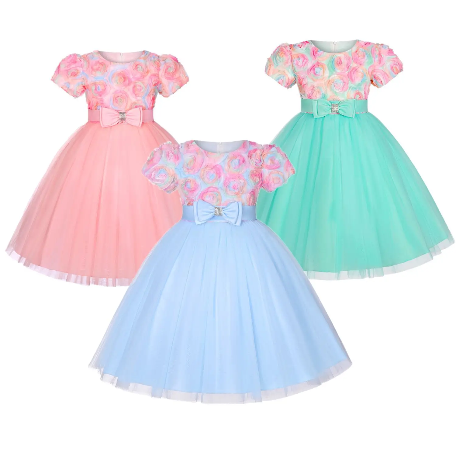 

Детское платье с коротким рукавом, с цветочным принтом