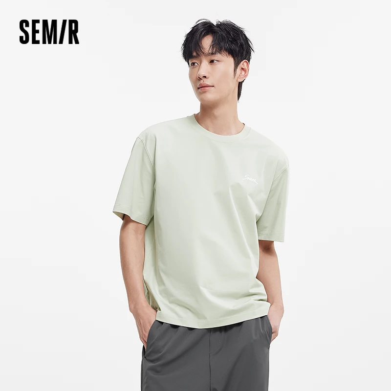 Фото Мужская футболка Semir с коротким рукавом, новинка 2025, летняя цветная футболка с буквенным принтом и круглым вырезом, базовый слой, крутая повседневная одежда №3