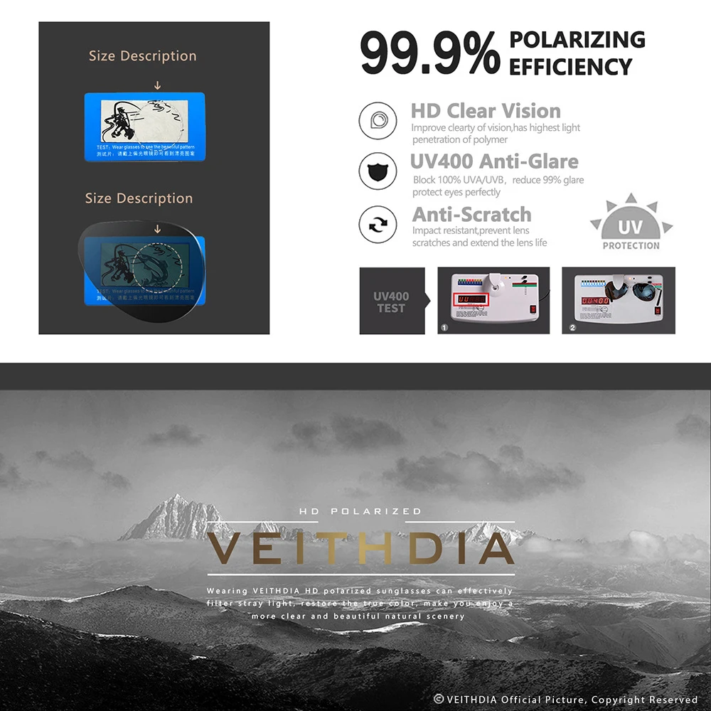 Мужские Винтажные Солнцезащитные очки VEITHDIA Брендовые из нейлонового материала с