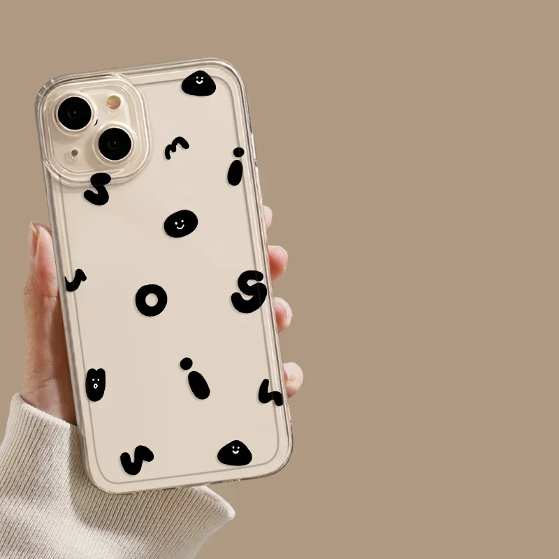 Прозрачный чехол для телефона с простыми модными буквами iPhone 16 15 14 13 12 11 Pro Max Plus Mini