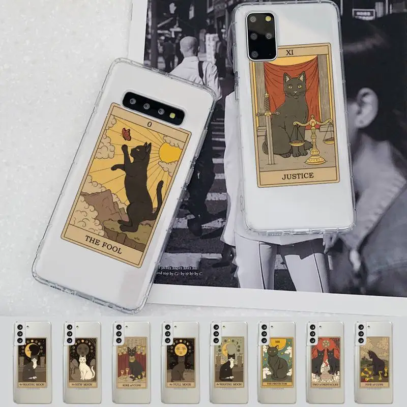 

Witches moon Tarot Mystery totem cat Phone Case for Samsung A51 A52 A71 A12 for Redmi 7 9 9A for Huawei Honor8X 10i Clear Case