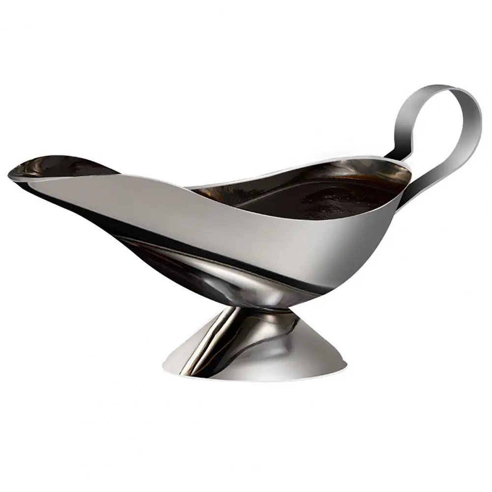 

150/240ml Sauce Boat Thickened Easy Pour Stainless Steel Tomato Juice Black Pepper Gravy Boat for Kitchen