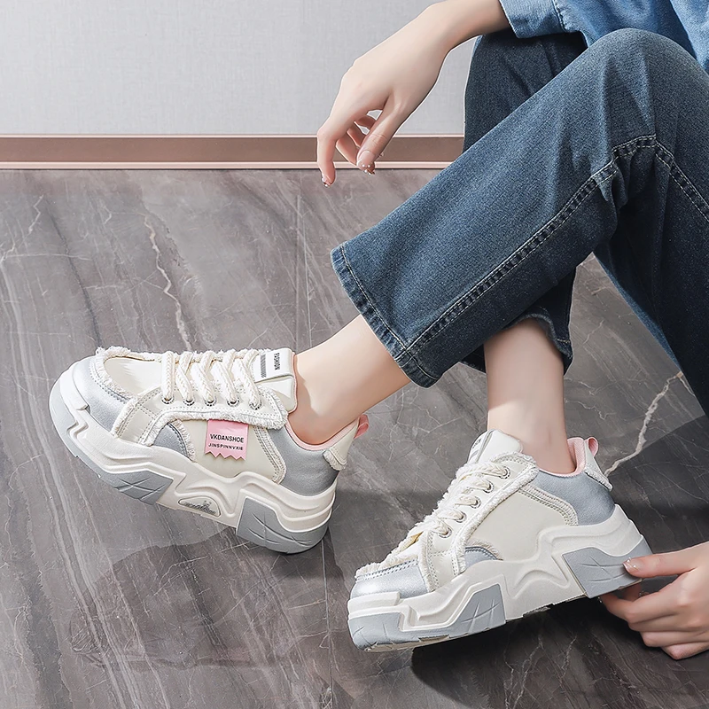 Женская повседневная обувь на платформе модные уличные кроссовки в корейском