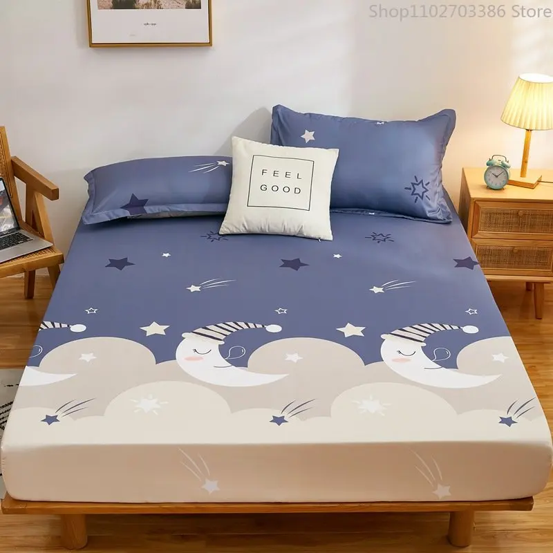 

Kuup-Polyester Cartoon Bear Bedding Fitted Sheet Only(no pillowcase) Elastic Band Around Mattress Cover King Size Bed Cover