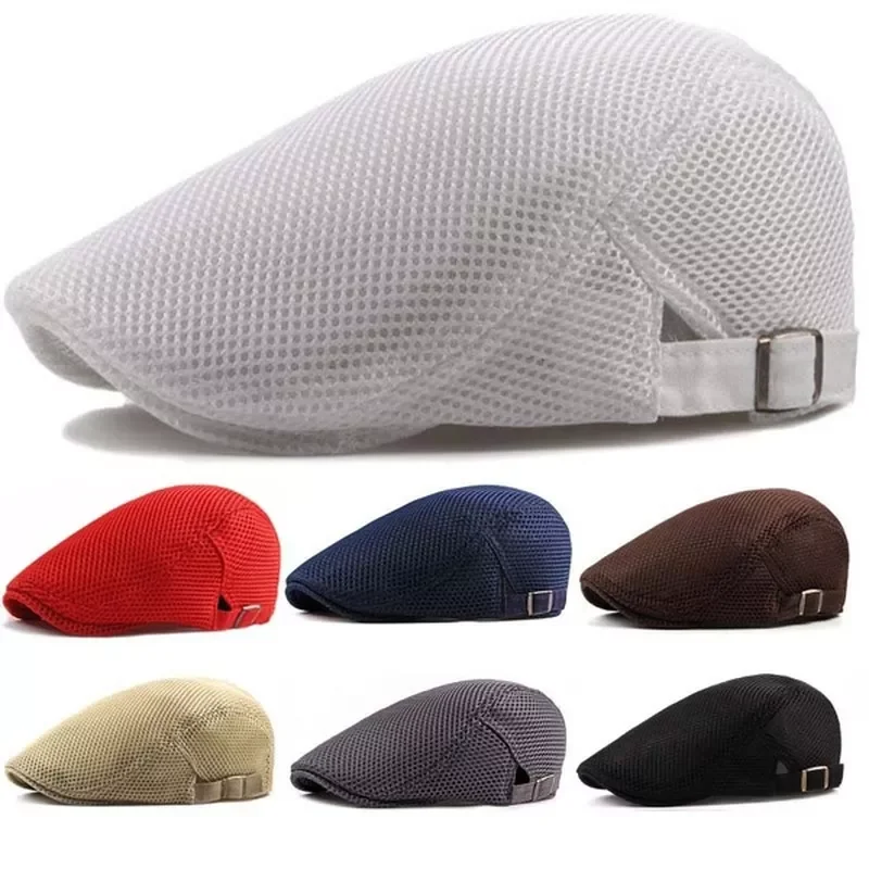 

Fashion Summer Men Hats Breathable Mesh Newsboy Caps Outdoor Gorros Fashion Sun Hats Flat Cap Unisex Adjustable Caps Gorras