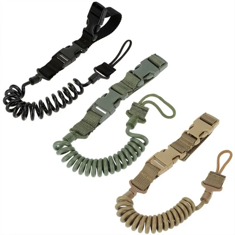 

Tactical Anti-lost Elastic Lanyard Rope Military Spring Safety Strap Gun Rope For Key Ring Chain Flashlight Hunting Accessory