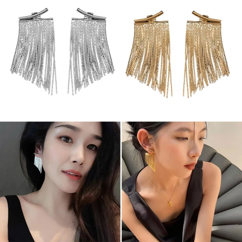 Стильные Металлические висячие серьги уникальные блестящие длинные с