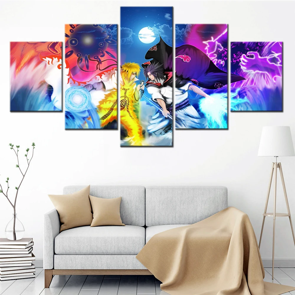 

5 Pieces On Canvas Wall Art Japan Anime Cartoon Ninja Warrior Modern Paintings Modular Picture for Home Living Room Decoration