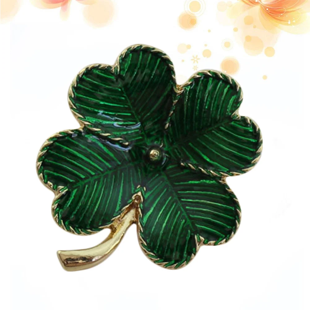 

Pin Brooch Day Leaf Shamrock Women Patricks Lapel S Four St Patrick Hat Brooches Green Enamel Accessories Holiday Hats Fashion