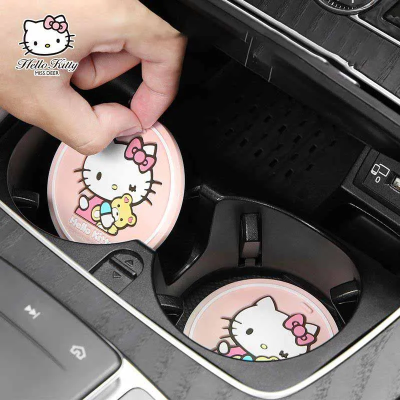 

2 шт./компл. Kawaii Sanrios автомобильные водные горки милый Hellow Kittys мультяшный автомобиль с нескользящим ковриком аксессуары для девочек Подарки