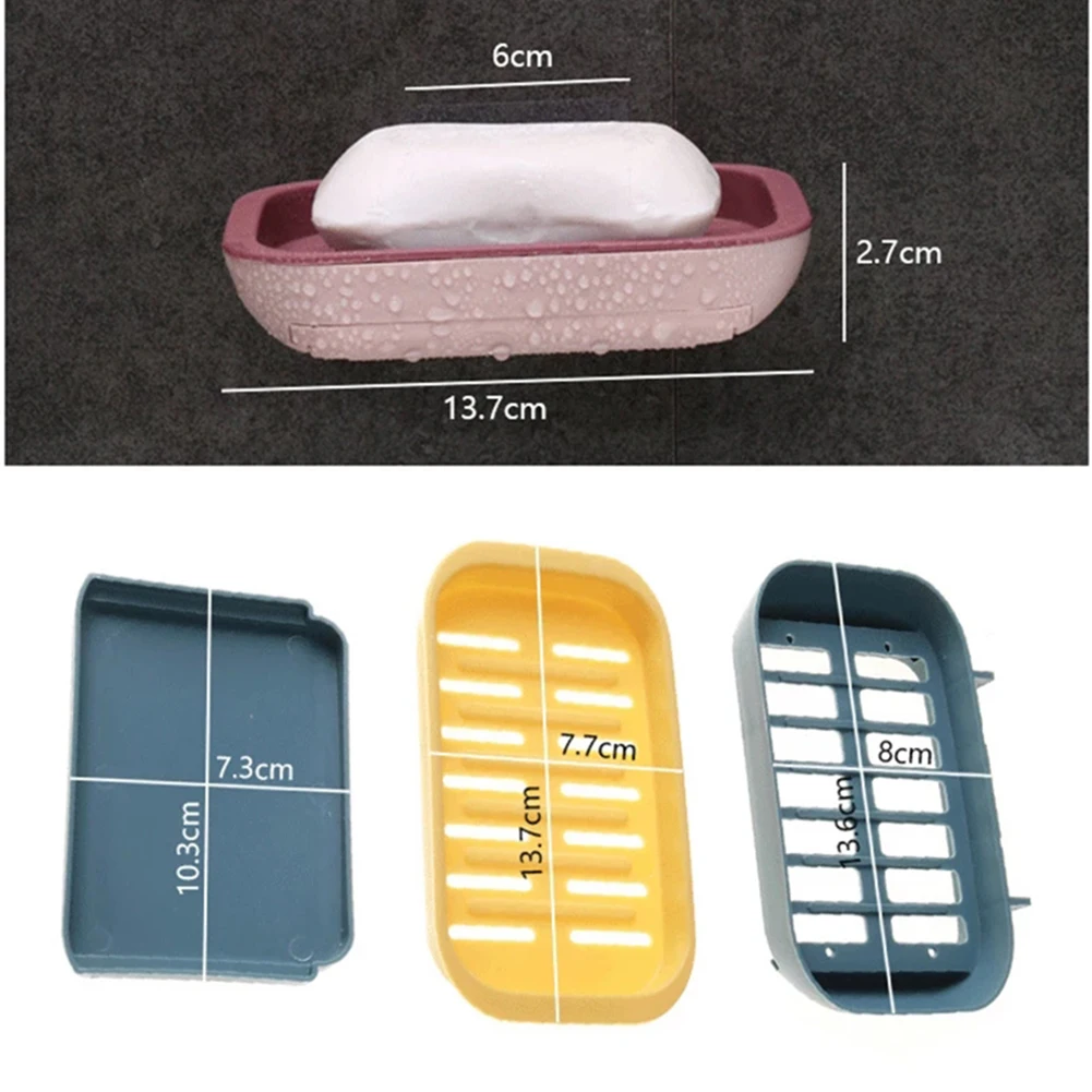 

Double Layer Soap Dish Wall Mounted Punch-free Soap Holder Draining Soap Rack Nordic Soap Tray Container Random Color