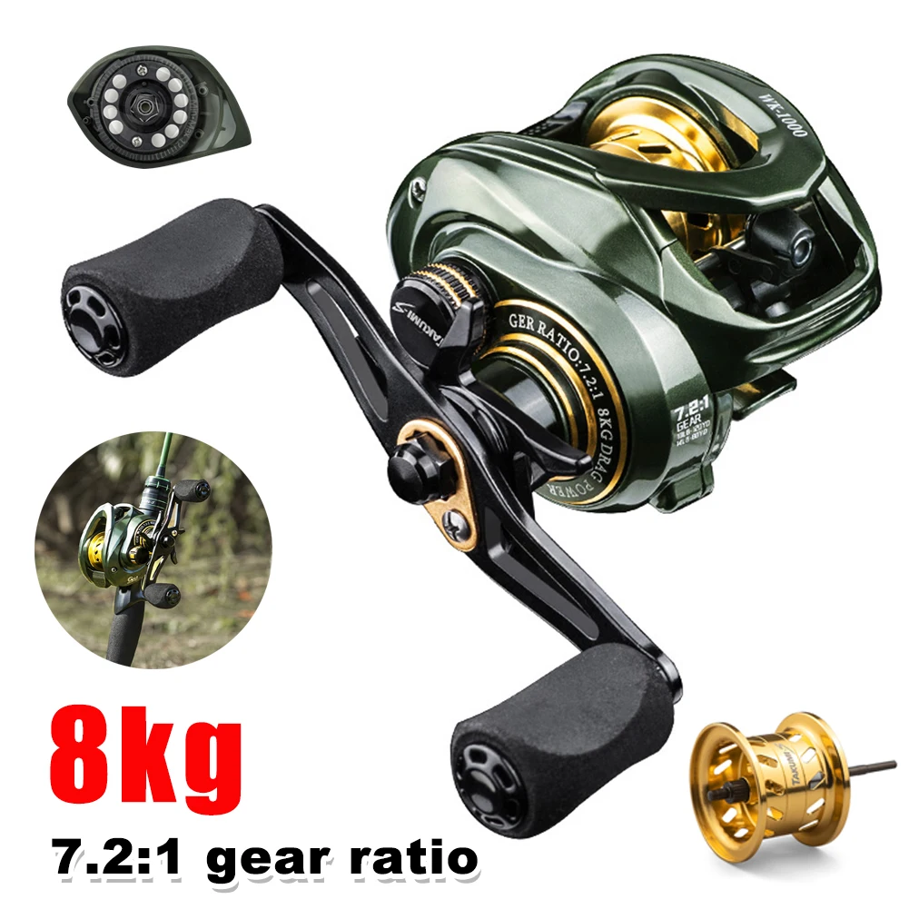 

Fishing Baitcasting Reel 8KG Drag 13+1BB 6.3:1 Gear Ratio Metal Spool Magnetic Brake System Fishing Reel Saltwater Fishing Parts