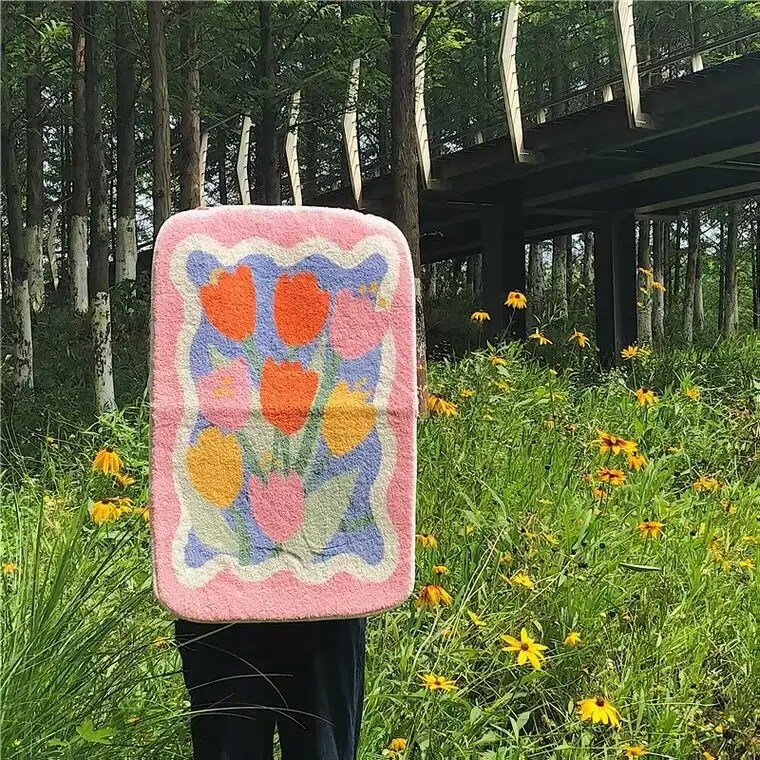 Кашемировый Розовый тюльпан в французском стиле Домашний напольный коврик для