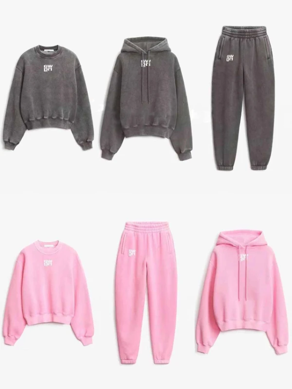 

133212 Classic Trendy Luxury Designer Cloth Loose Hoodie Casual Sweater Sweatshirt Women Sports Elastic Waist Plush Pants Set