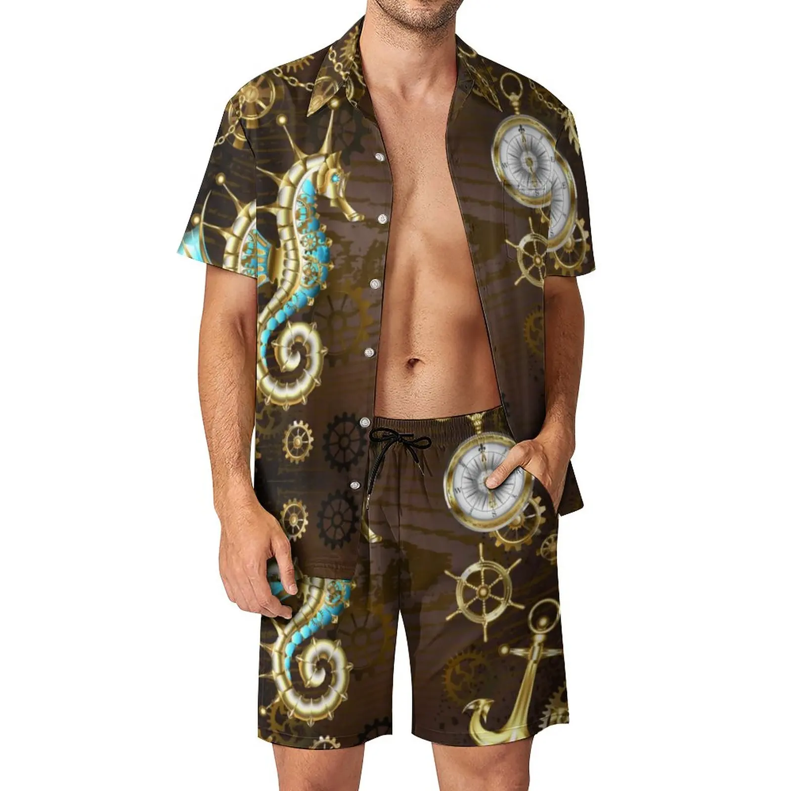 

Костюм мужской в стиле стимпанк с принтом «Морская лошадь»