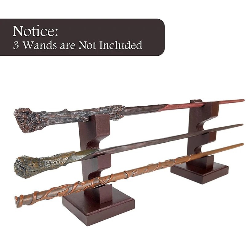 

Uclio Wizard Wand Display Stand Wooden Magic Wands Holder 3 Tiered for Collection Brown