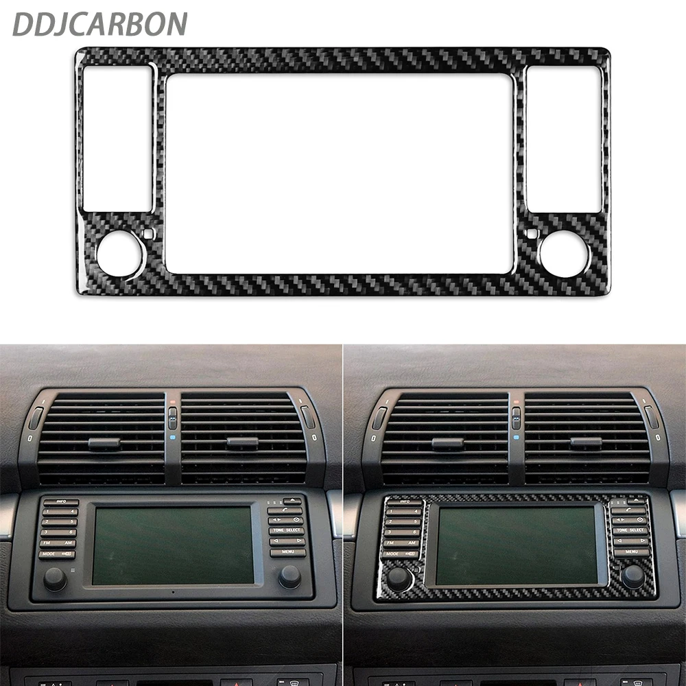 

For BMW X5 E53 2000-2006 Carbon Fiber Radio CD Panel Inner Frame Decorative Strips Car Interiors Accessories Decoration Sticker