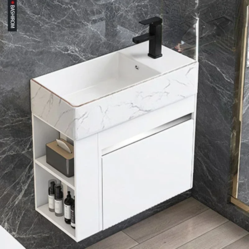 Минималистичный мини-шкаф для ванной комнаты с боковым хранилищем керамическая
