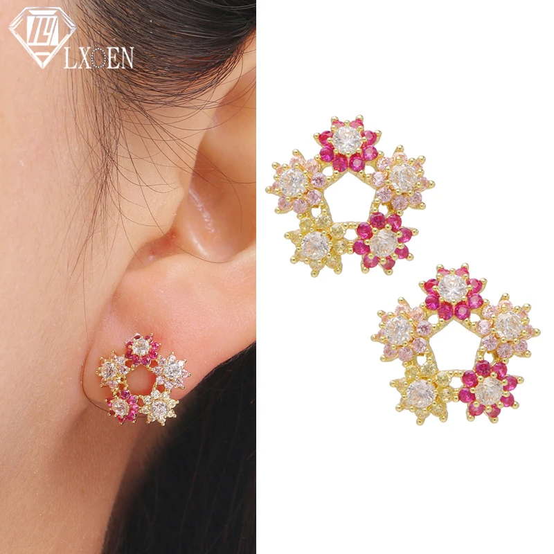 

Серьги-гвоздики LXOEN с фианитами женские, модные ювелирные украшения для танцев, вечеринок, бижутерия в подарок