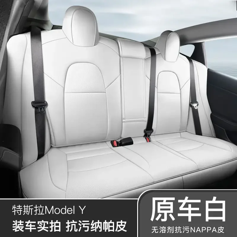 

Чехлы для сидений Tesla модели Y/3, подушки для сидений, аксессуары для интерьера автомобиля из белой кожи, Стайлинг автомобиля