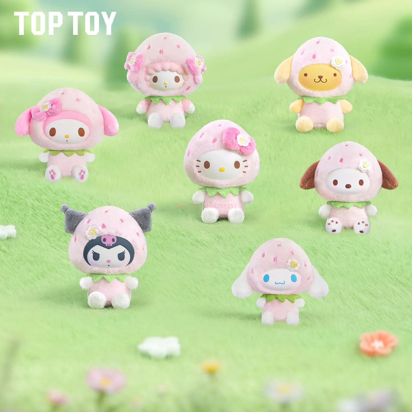 Фото НОВИНКА: Оригинальный плюшевый брелок Sanrio Family Sweet Strawberry Series, мини-кукла в закрытой коробке, коллекционный сюрприз-подарок (Куроми, Май Мелоди) №4