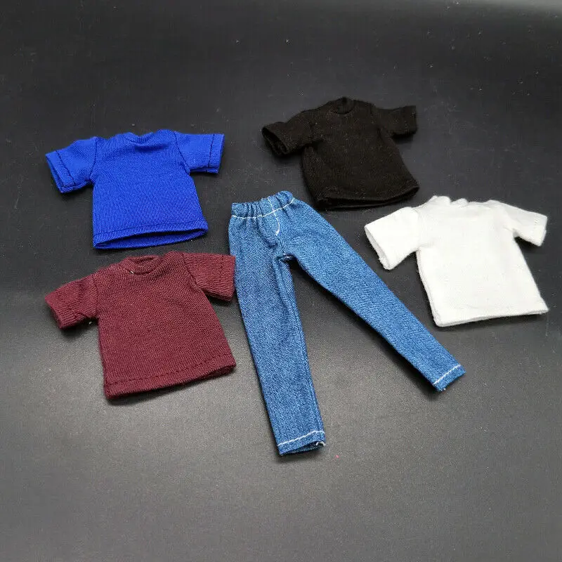 

1/12 Scale Soldier Clothes Accessories Jeans T-shirt Suit Model for 6" Doll