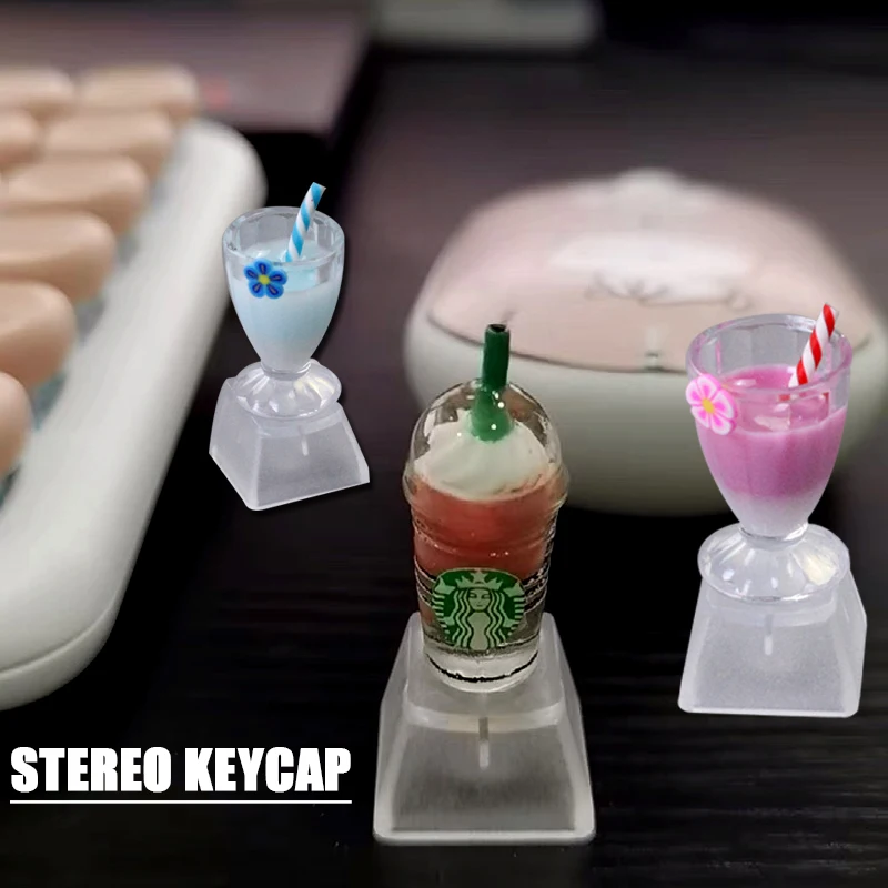 

Personalized Cocktail Milk Tea Keycap DIY Cute Flower Button for Cherry Mx Switch Cross Axis ESC R4 Mechanical Keyboard Keycap