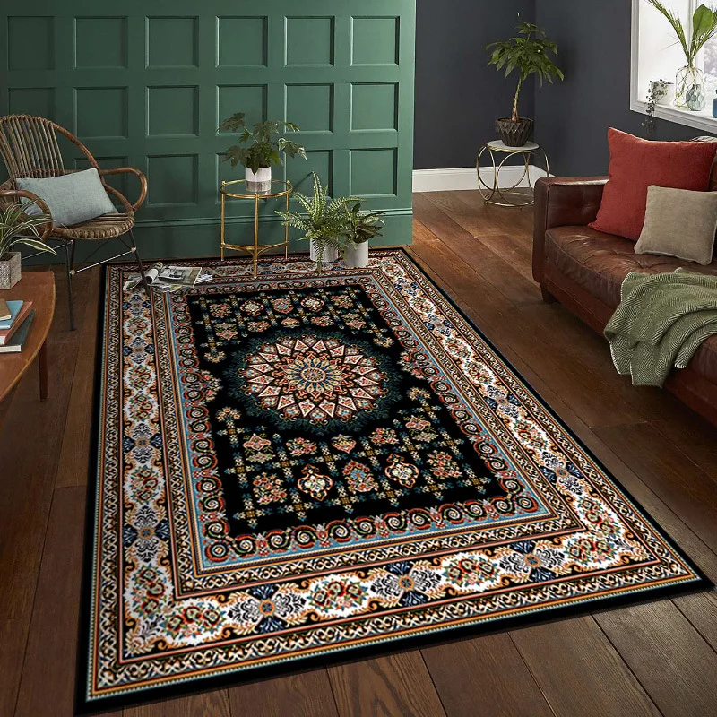 

Vintage Persian Carpet In The Living Room Bedroom Bohemia Morocco Ethnic Area Rugs Non Slip 3D Mandala Geometric Print Door Mat