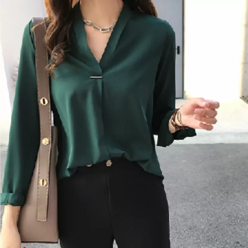 

chiffon blouse shirt long sleeve women shirts fashion womens tops and blouses 2022 3XL 4XL women tops clothe