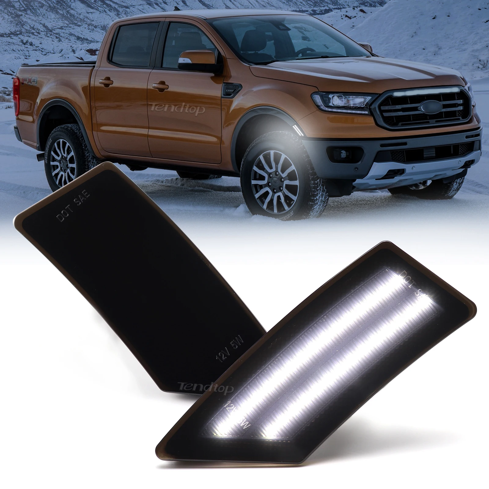 Dynamic LED Side Marker Lights For Ford Ranger XL XLT Lariat 2019 2020 Flowing Turn Signal Light Side Repeater Lamp KB3Z13A565B