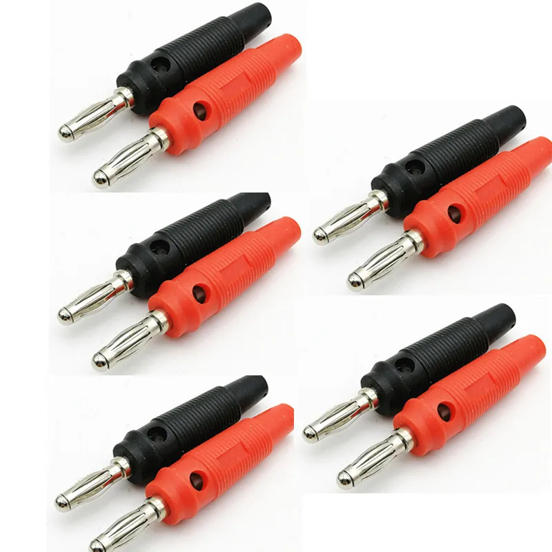 

10Pcs/lot Red and Black 4mm Solderless Side Stackable Banana Plug
